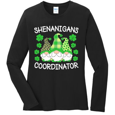 Shenanigans Coordinator Teachers St Patricks Day Gnomes Ladies Long Sleeve Shirt