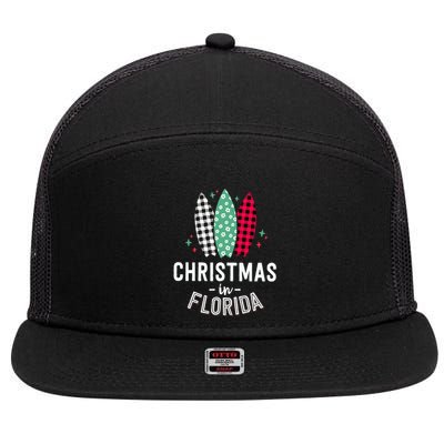 SunKissed Christmas Tropical Family Vacation in Florida 7 Panel Mesh Trucker Snapback Hat