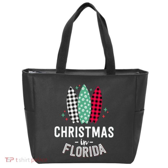 SunKissed Christmas Tropical Family Vacation in Florida Zip Tote Bag