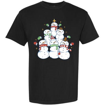 Snowman Christmas Tree Cute Holiday Garment-Dyed Heavyweight T-Shirt