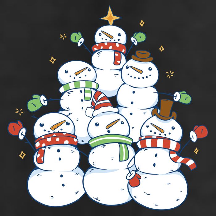 Snowman Christmas Tree Cute Holiday 7 Panel Mesh Trucker Snapback Hat