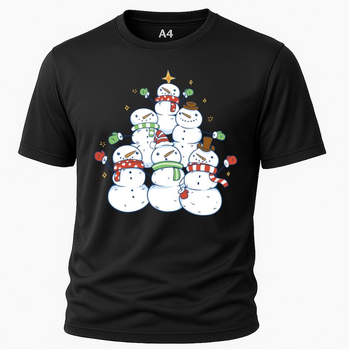 Snowman Christmas Tree Cute Holiday Cooling Performance Crew T-Shirt