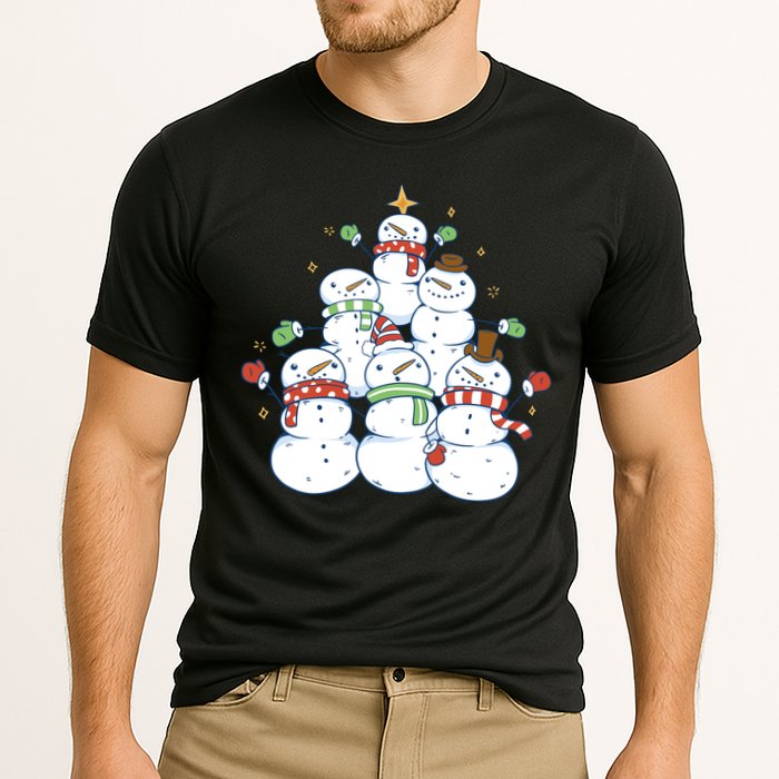 Snowman Christmas Tree Cute Holiday Cooling Performance Crew T-Shirt