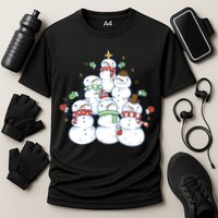 Snowman Christmas Tree Cute Holiday Cooling Performance Crew T-Shirt