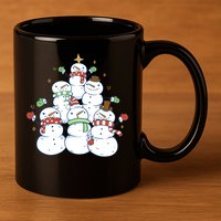 Snowman Christmas Tree Cute Holiday 11oz C Handle Ceramic Mug