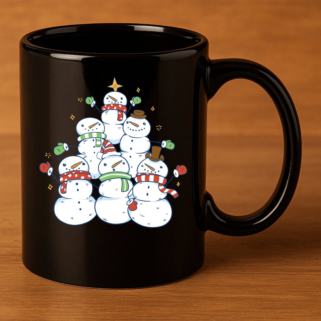 Snowman Christmas Tree Cute Holiday 11oz C Handle Ceramic Mug