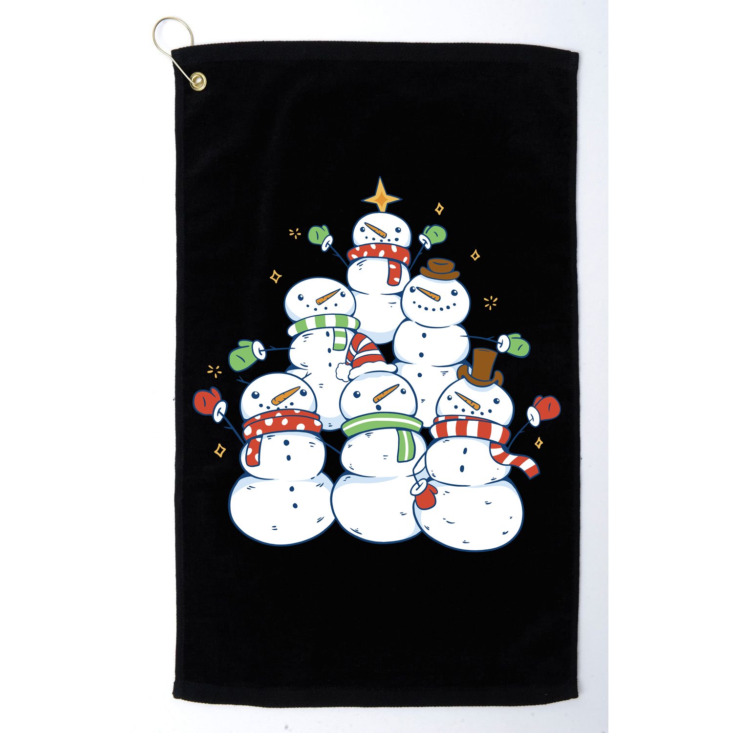 Snowman Christmas Tree Cute Holiday Golf Towel