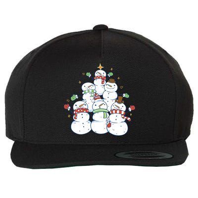 Snowman Christmas Tree Cute Holiday Wool Snapback Cap