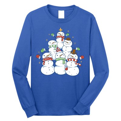 Snowman Christmas Tree Cute Holiday Long Sleeve Shirt