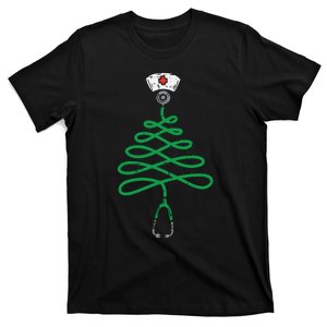 Stethoscope Christmas Tree Nurse Christmas Scrub Top Xmas T-Shirt