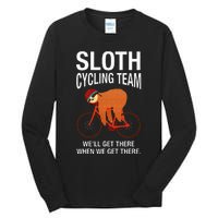 Sloth Cycling Team Funny Lazy Sloth On A Bike Bicycle Tall Long Sleeve T-Shirt