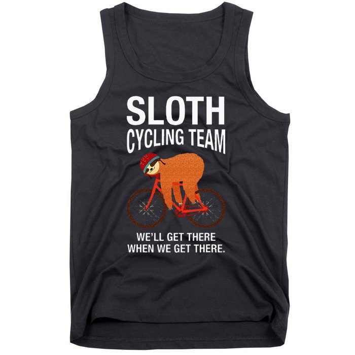 Sloth Cycling Team Funny Lazy Sloth On A Bike Bicycle Tank Top