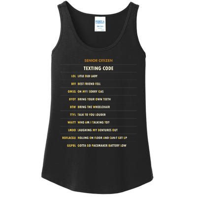 Senior Citizen Texting Code Cool Funny Old People Saying Ladies Essential Tank