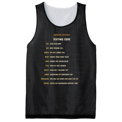 Senior Citizen Texting Code Cool Funny Old People Saying Mesh Reversible Basketball Jersey Tank