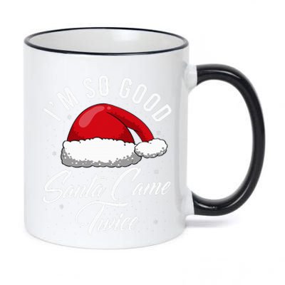 Santa Came Twice Funny Christmas Joke 11oz Black Color Changing Mug