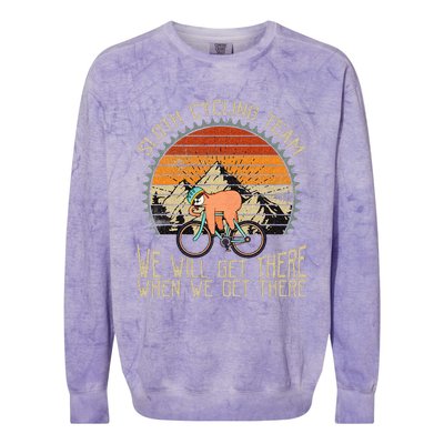 Sloth Cycling Team We Well Get There When We Get There Colorblast Crewneck Sweatshirt