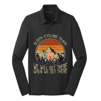 Sloth Cycling Team We Well Get There When We Get There Silk Touch Performance Long Sleeve Polo