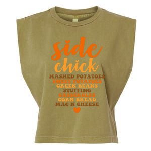 Side Chick Thanksgiving Funny Retro Food Dishes Mac Cheese Garment-Dyed Women's Muscle Tee