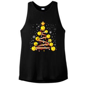 Softball Christmas Tree Light Xmas Softball Girl Ladies PosiCharge Tri-Blend Wicking Tank