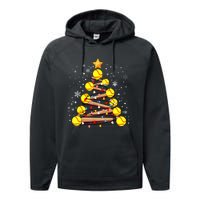 Softball Christmas Tree Light Xmas Softball Girl Performance Fleece Hoodie