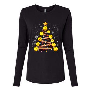 Softball Christmas Tree Light Xmas Softball Girl Womens Cotton Relaxed Long Sleeve T-Shirt