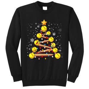 Softball Christmas Tree Light Xmas Softball Girl Sweatshirt