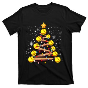 Softball Christmas Tree Light Xmas Softball Girl T-Shirt