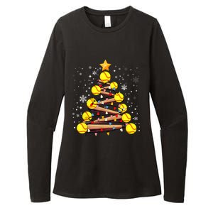 Softball Christmas Tree Light Xmas Softball Girl Womens CVC Long Sleeve Shirt