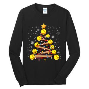 Softball Christmas Tree Light Xmas Softball Girl Tall Long Sleeve T-Shirt