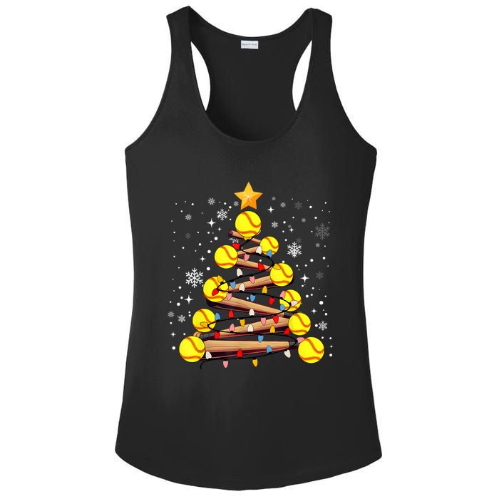 Softball Christmas Tree Light Xmas Softball Girl Ladies PosiCharge Competitor Racerback Tank