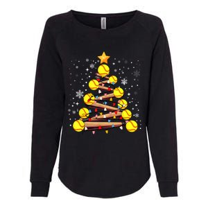 Softball Christmas Tree Light Xmas Softball Girl Womens California Wash Sweatshirt