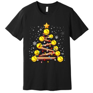 Softball Christmas Tree Light Xmas Softball Girl Premium T-Shirt