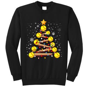 Softball Christmas Tree Light Xmas Softball Girl Tall Sweatshirt