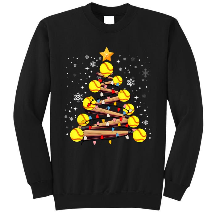 Softball Christmas Tree Light Xmas Softball Girl Tall Sweatshirt