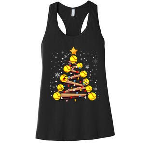 Softball Christmas Tree Light Xmas Softball Girl Women's Racerback Tank