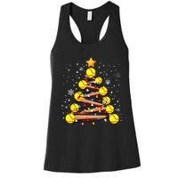 Softball Christmas Tree Light Xmas Softball Girl Women's Racerback Tank