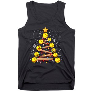 Softball Christmas Tree Light Xmas Softball Girl Tank Top