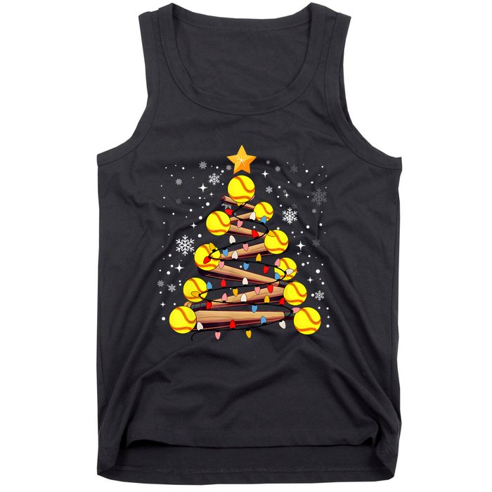 Softball Christmas Tree Light Xmas Softball Girl Tank Top