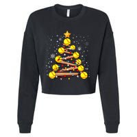 Softball Christmas Tree Light Xmas Softball Girl Cropped Pullover Crew