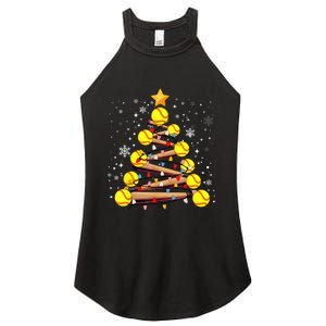 Softball Christmas Tree Light Xmas Softball Girl Women's Perfect Tri Rocker Tank