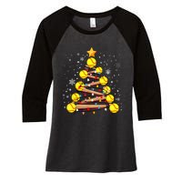 Softball Christmas Tree Light Xmas Softball Girl Women's Tri-Blend 3/4-Sleeve Raglan Shirt