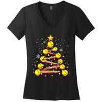 Softball Christmas Tree Light Xmas Softball Girl Women's V-Neck T-Shirt