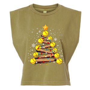 Softball Christmas Tree Light Xmas Softball Girl Garment-Dyed Women's Muscle Tee