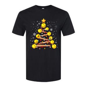 Softball Christmas Tree Light Xmas Softball Girl Softstyle CVC T-Shirt