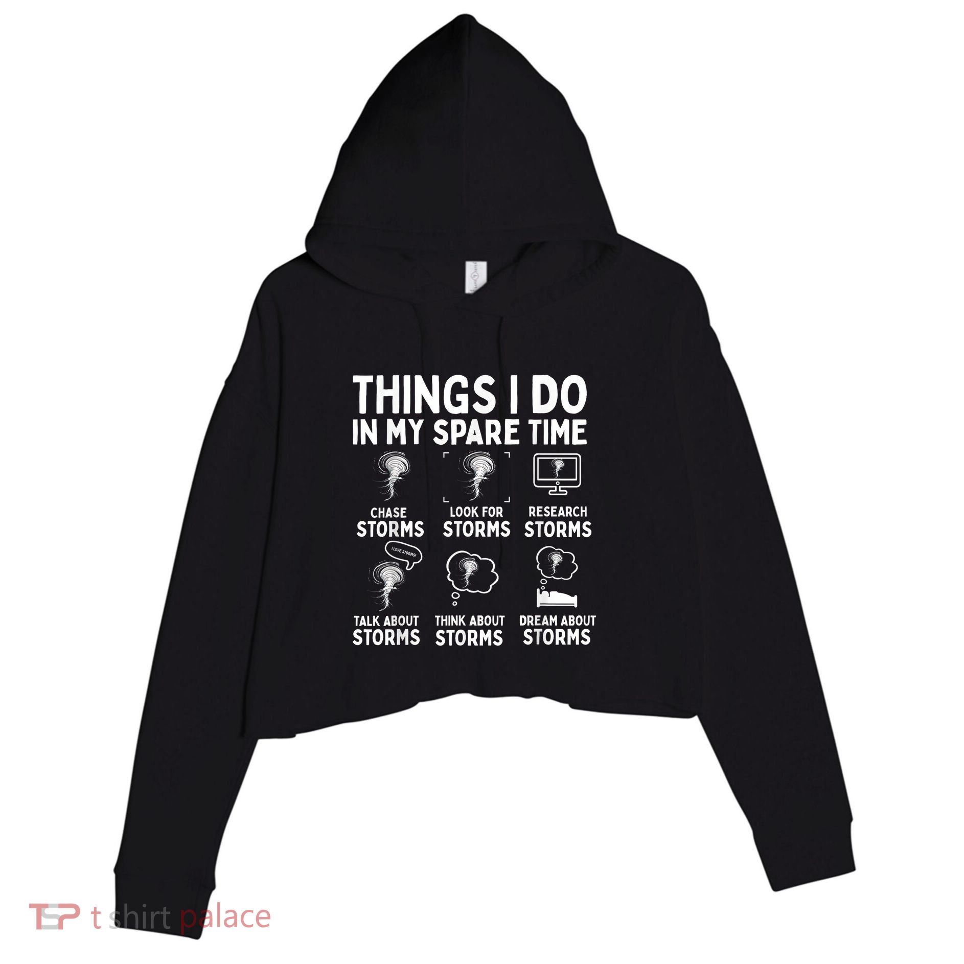 Storm Chaser Tornado Chasing Funny Twister Chasers Crop Fleece Hoodie