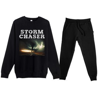 Storm Chaser Tornado Picture Meteorologist Weather Premium Crewneck Sweatsuit Set