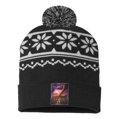 Storm Chaser Tornado Picture Weather Meteorologist USA-Made Snowflake Beanie