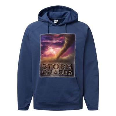 Storm Chaser Tornado Picture Weather Meteorologist Performance Fleece Hoodie