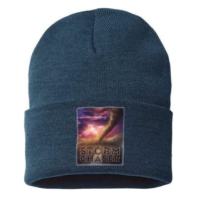 Storm Chaser Tornado Picture Weather Meteorologist Sustainable Knit Beanie