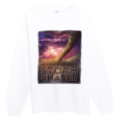 Storm Chaser Tornado Picture Weather Meteorologist Premium Crewneck Sweatshirt